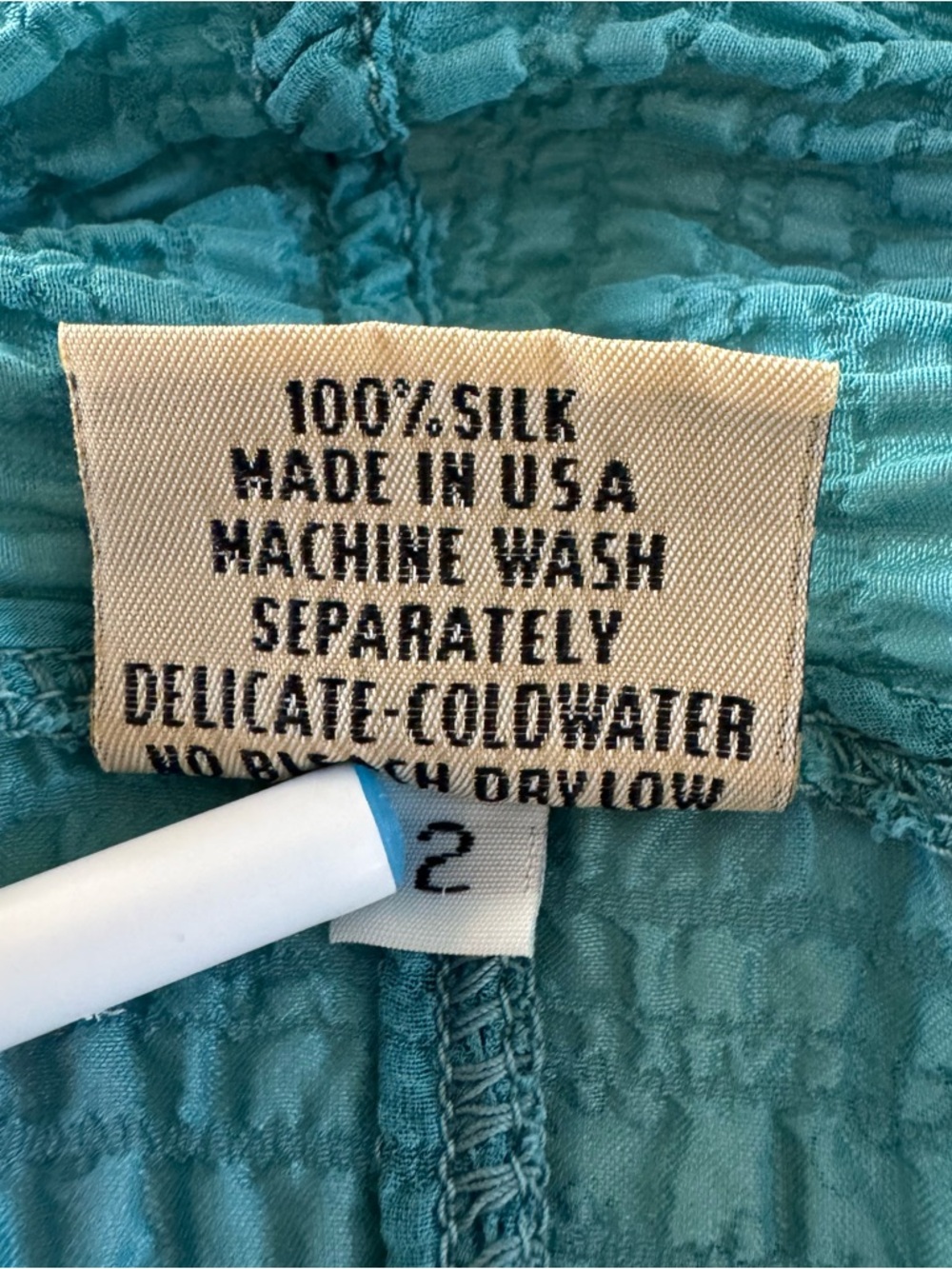 URU Dream Coat 100% Silk Crinkle Duster Cardigan Turquoise Size 2 NWT - Picture 12 of 12